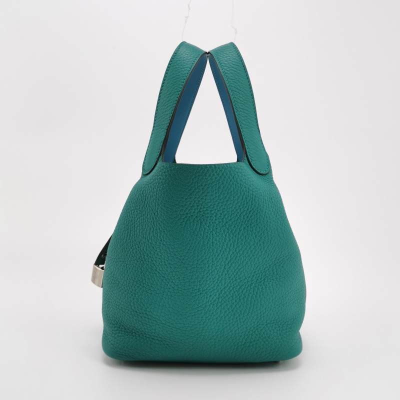 Hermes Picotin菜籃包18手提包TC牛皮Swift牛皮銀扣Z6孔雀綠7N糖果藍Y刻-2