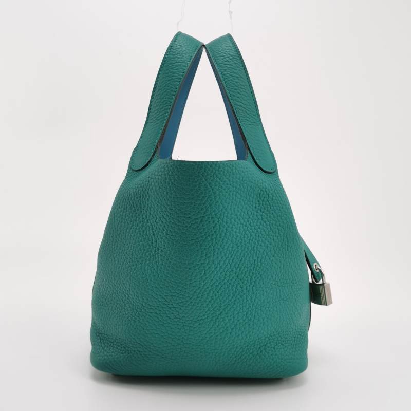 Hermes Picotin菜籃包18手提包TC牛皮Swift牛皮銀扣Z6孔雀綠7N糖果藍Y刻-3