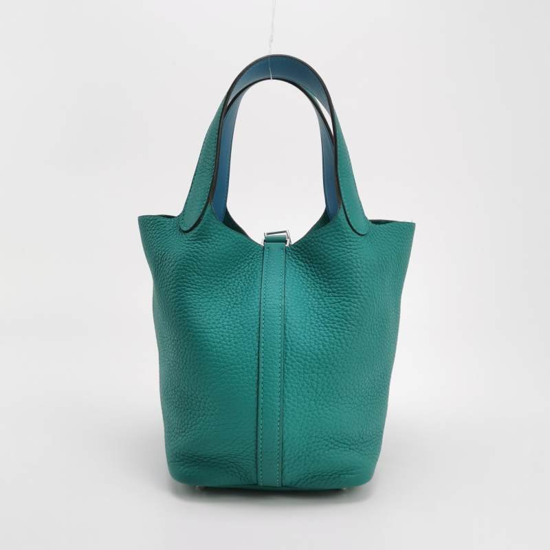 Hermes Picotin菜籃包18手提包TC牛皮Swift牛皮銀扣Z6孔雀綠7N糖果藍Y刻-4