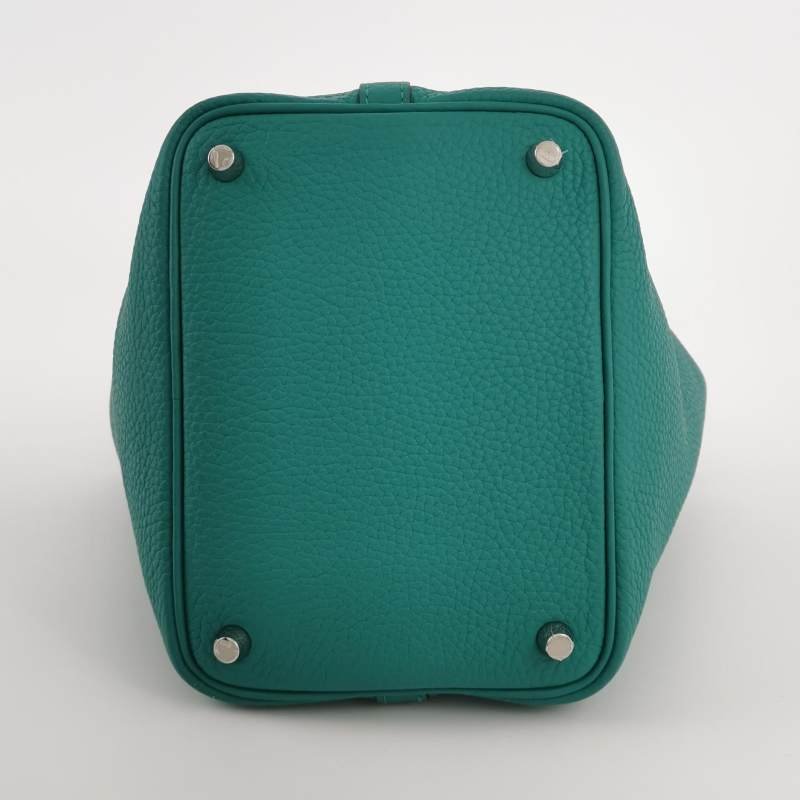 Hermes Picotin菜籃包18手提包TC牛皮Swift牛皮銀扣Z6孔雀綠7N糖果藍Y刻-5