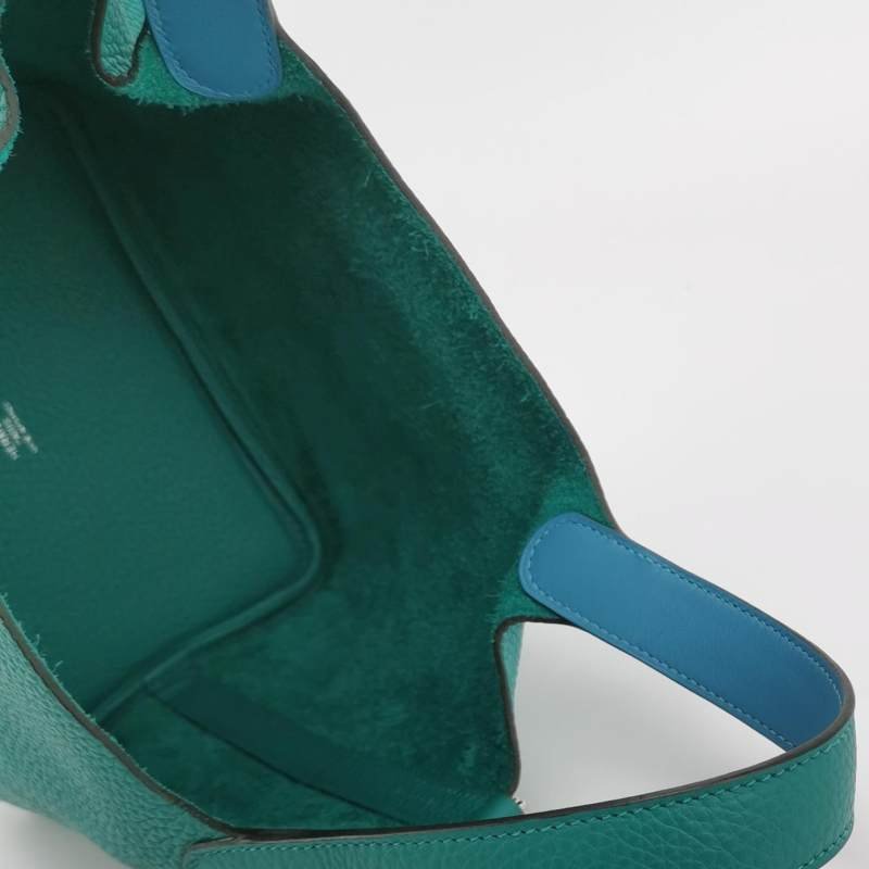 Hermes Picotin菜籃包18手提包TC牛皮Swift牛皮銀扣Z6孔雀綠7N糖果藍Y刻-6