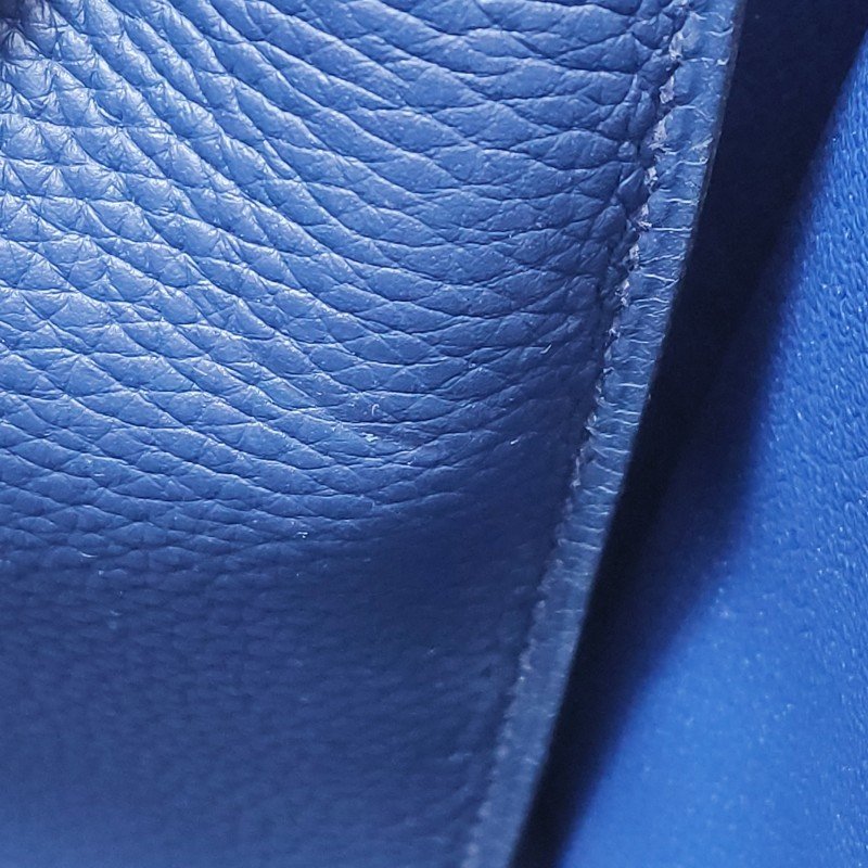 Hermes Steve35斜背包單肩包Togo牛皮銀扣18etoupe大象灰S4深藍框R刻-11