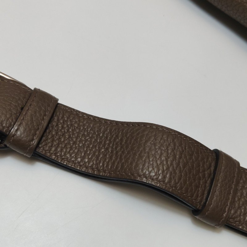 Hermes Steve35斜背包單肩包Togo牛皮銀扣18etoupe大象灰S4深藍框R刻-21