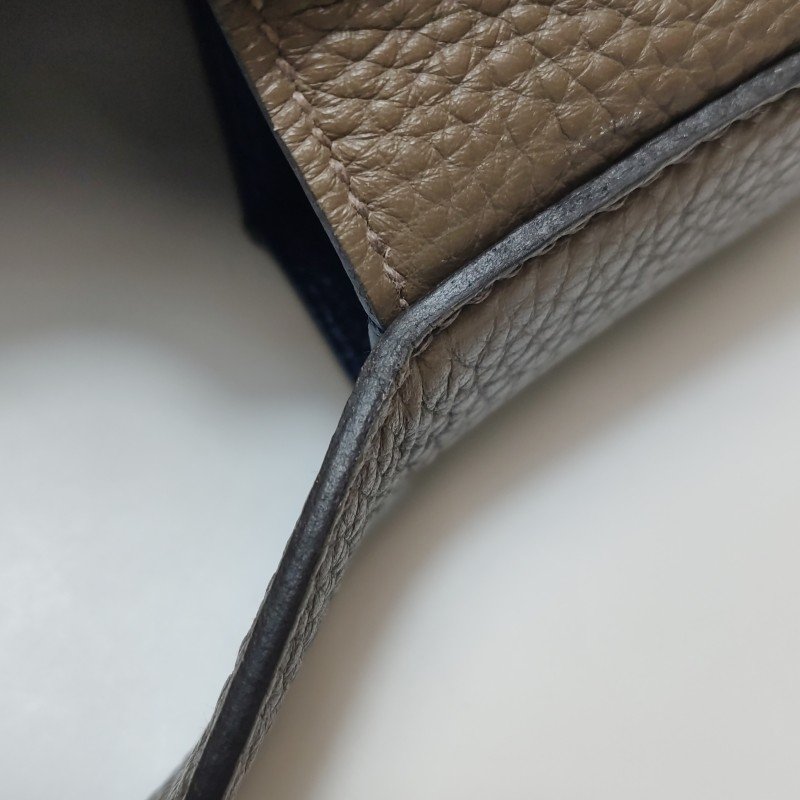 Hermes Steve35斜背包單肩包Togo牛皮銀扣18etoupe大象灰S4深藍框R刻-25