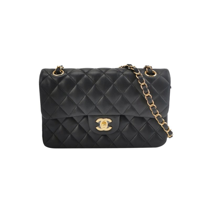 Chanel Classic Flap 經典款小號羊皮菱格絎縫雙C扣皮穿鏈單肩包-0