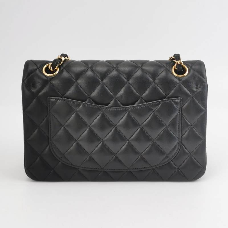 Chanel Classic Flap 經典款小號羊皮菱格絎縫雙C扣皮穿鏈單肩包-4