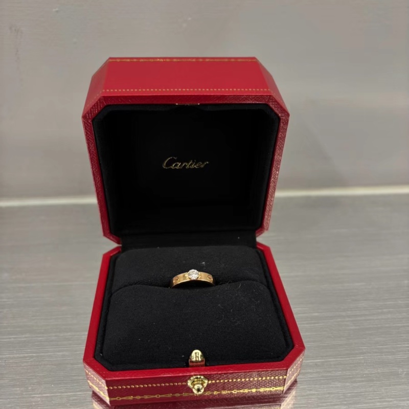 18K玫瑰金大鑽🌟Cartier Love系列 18K玫瑰金 戒指0.24克拉鑽石 ｜Classic Trend CT精品｜台北東區實體門市-0
