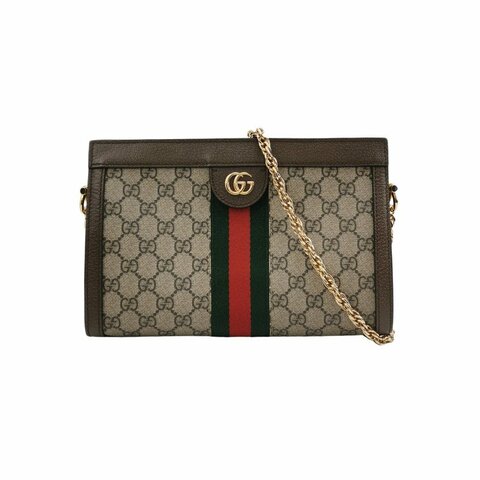 Gucci Ophidia中型牛皮帆布GG老花條紋雙G肩包斜背包