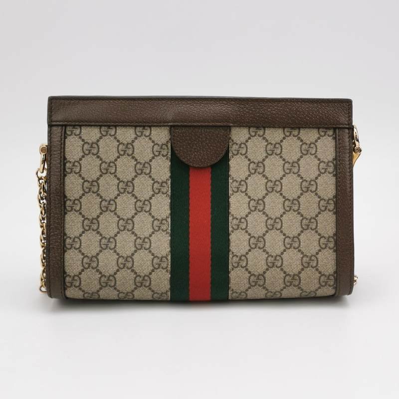 Gucci Ophidia中型牛皮帆布GG老花條紋雙G肩包斜背包-4