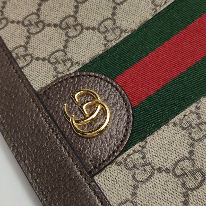 Gucci Ophidia中型牛皮帆布GG老花條紋雙G肩包斜背包-12