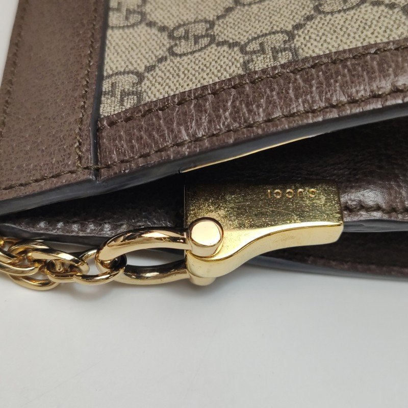 Gucci Ophidia中型牛皮帆布GG老花條紋雙G肩包斜背包-13