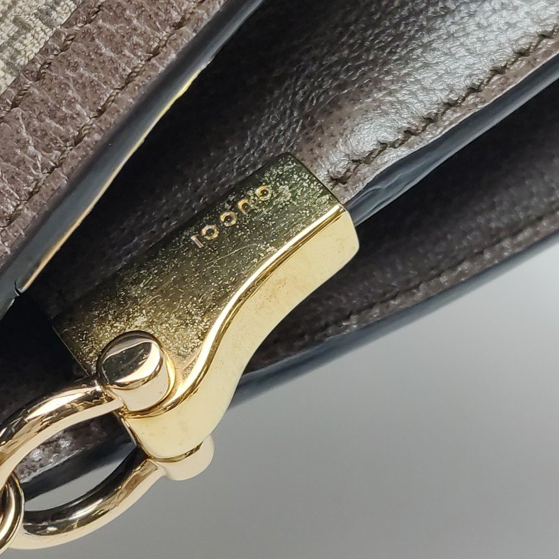 Gucci Ophidia中型牛皮帆布GG老花條紋雙G肩包斜背包-19