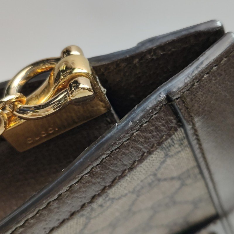 Gucci Ophidia中型牛皮帆布GG老花條紋雙G肩包斜背包-21