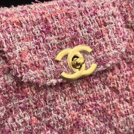 東區正精品㊣CHANEL 25A KELLY Bag 全新香奈兒粉色毛呢菱格紋金鍊手提包斜背包 RZ6373-1