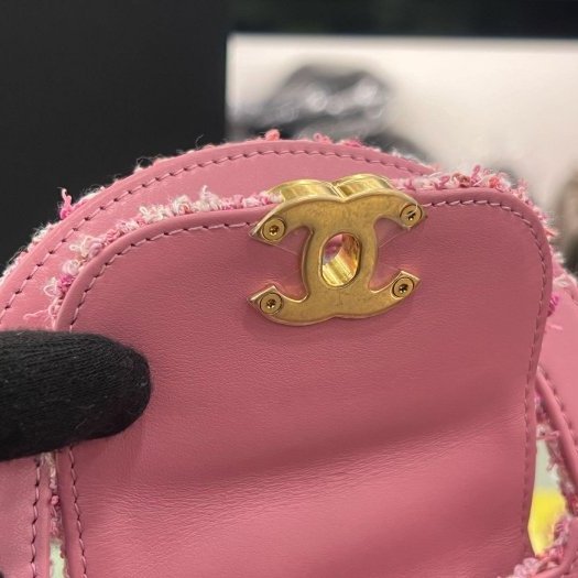東區正精品㊣CHANEL 25A KELLY Bag 全新香奈兒粉色毛呢菱格紋金鍊手提包斜背包 RZ6373-12