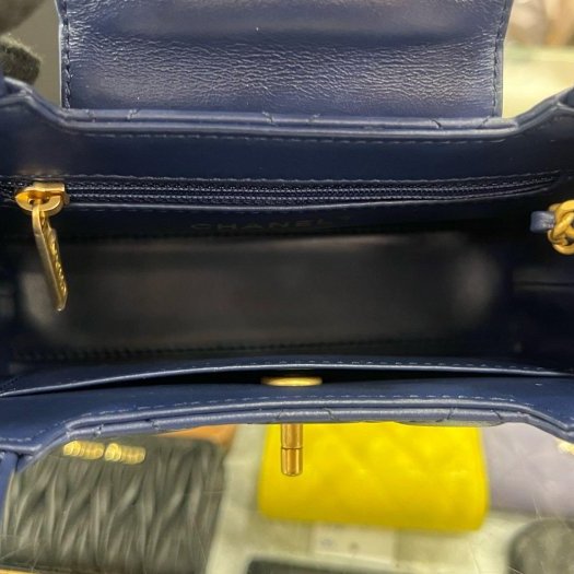 東區正精品㊣CHANEL AS4416 KELLY Bag 全新香奈兒海軍藍色羊皮菱格紋金鍊手提包斜背包 RZ6374-4