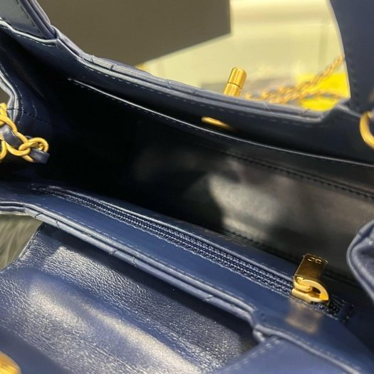 東區正精品㊣CHANEL AS4416 KELLY Bag 全新香奈兒海軍藍色羊皮菱格紋金鍊手提包斜背包 RZ6374-5