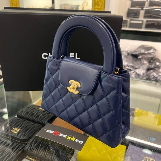 東區正精品㊣CHANEL AS4416 KELLY Bag 全新香奈兒海軍藍色羊皮菱格紋金鍊手提包斜背包 RZ6374-11