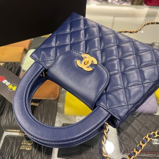 東區正精品㊣CHANEL AS4416 KELLY Bag 全新香奈兒海軍藍色羊皮菱格紋金鍊手提包斜背包 RZ6374-12