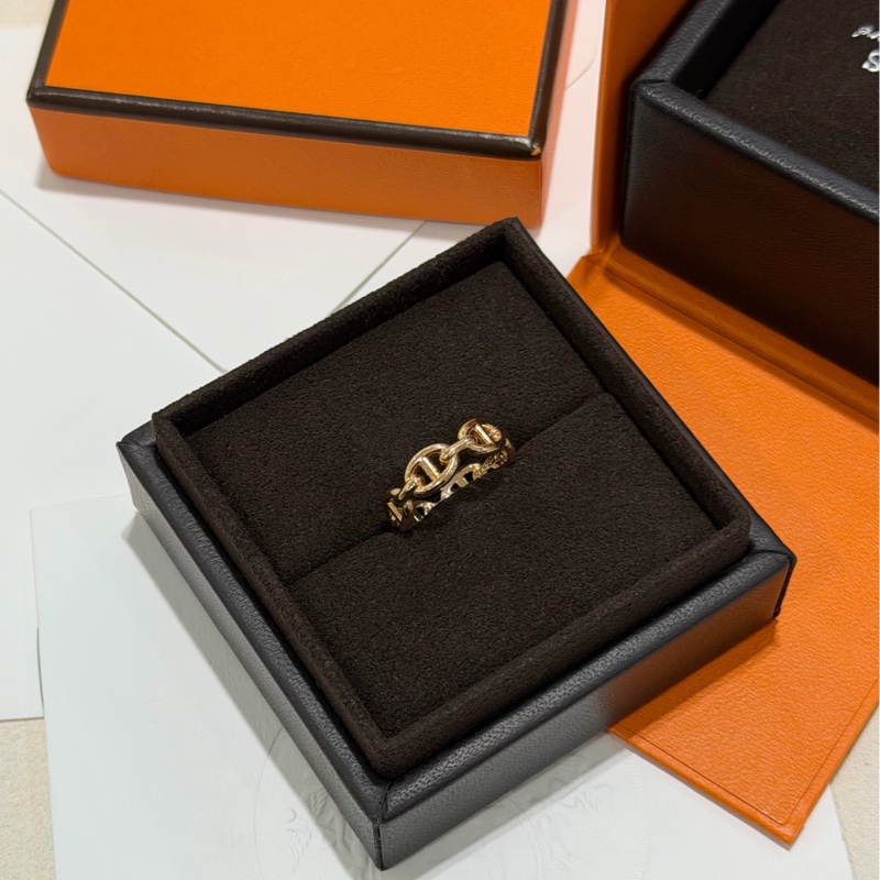 愛馬仕hermes 18k玫瑰金豬鼻子戒指 50碼-2