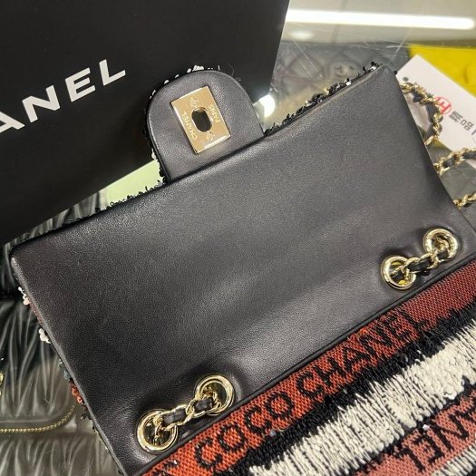 東區正精品㊣CHANEL MINI COCO 20 香奈兒黑棕色亮片字母金鍊肩背包斜背包 CF 20cm RZ6376-2