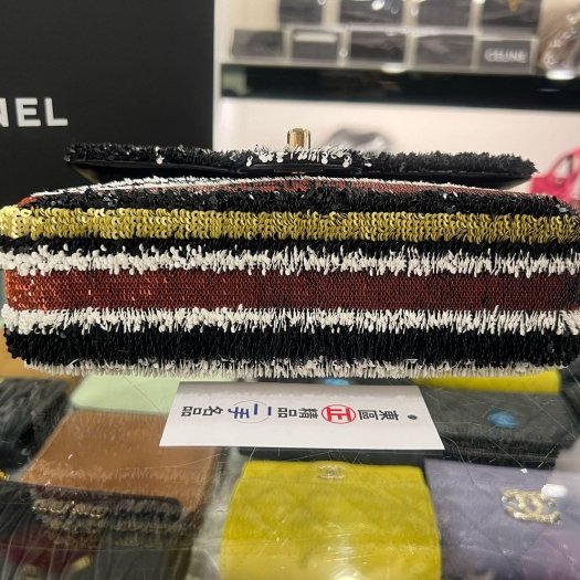 東區正精品㊣CHANEL MINI COCO 20 香奈兒黑棕色亮片字母金鍊肩背包斜背包 CF 20cm RZ6376-5