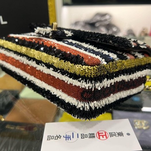 東區正精品㊣CHANEL MINI COCO 20 香奈兒黑棕色亮片字母金鍊肩背包斜背包 CF 20cm RZ6376-8