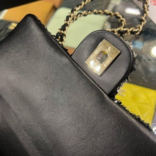 東區正精品㊣CHANEL MINI COCO 20 香奈兒黑棕色亮片字母金鍊肩背包斜背包 CF 20cm RZ6376-11