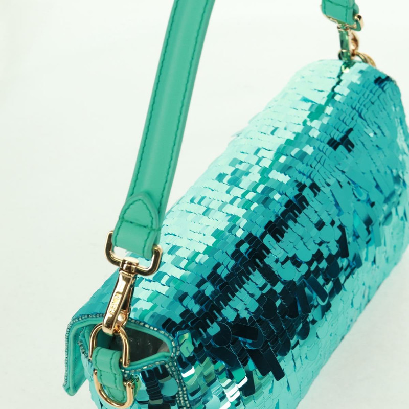 【日本直送】FENDI 亮片 Mamma Baguette 單肩包 藍色金色 正品 166166SM-5