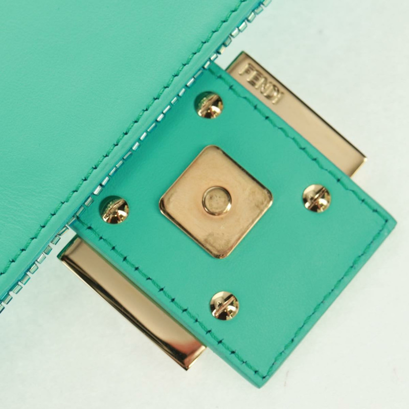 【日本直送】FENDI 亮片 Mamma Baguette 單肩包 藍色金色 正品 166166SM-8