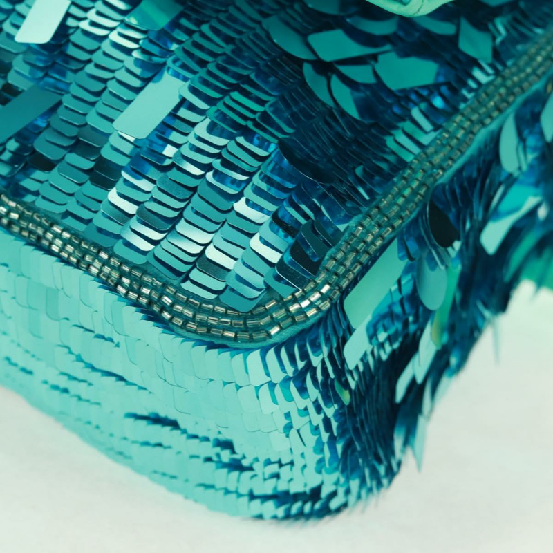 【日本直送】FENDI 亮片 Mamma Baguette 單肩包 藍色金色 正品 166166SM-14