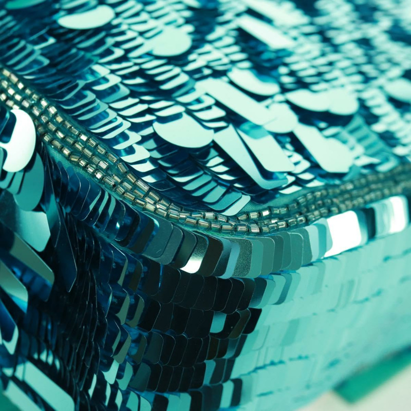 【日本直送】FENDI 亮片 Mamma Baguette 單肩包 藍色金色 正品 166166SM-15