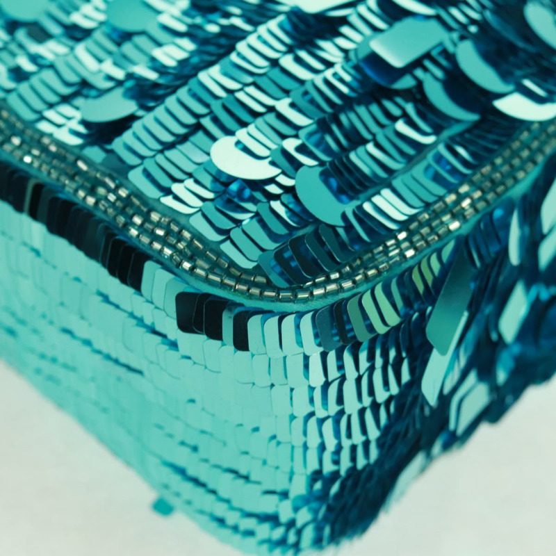 【日本直送】FENDI 亮片 Mamma Baguette 單肩包 藍色金色 正品 166166SM-16