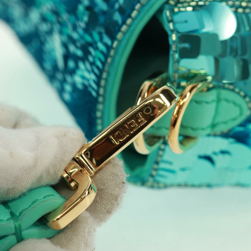 【日本直送】FENDI 亮片 Mamma Baguette 單肩包 藍色金色 正品 166166SM-17