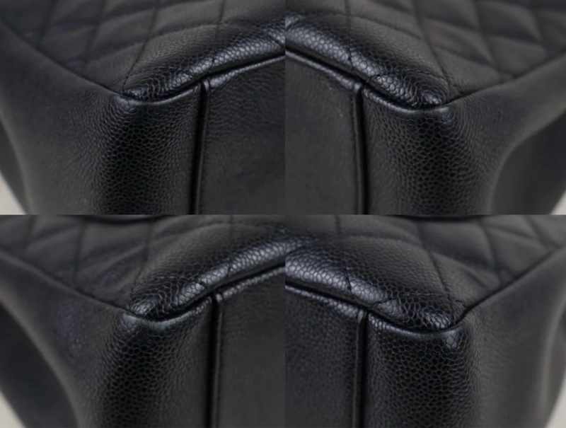 「JL精品代購」香奈兒黑銀荔枝牛皮GST托特包-5