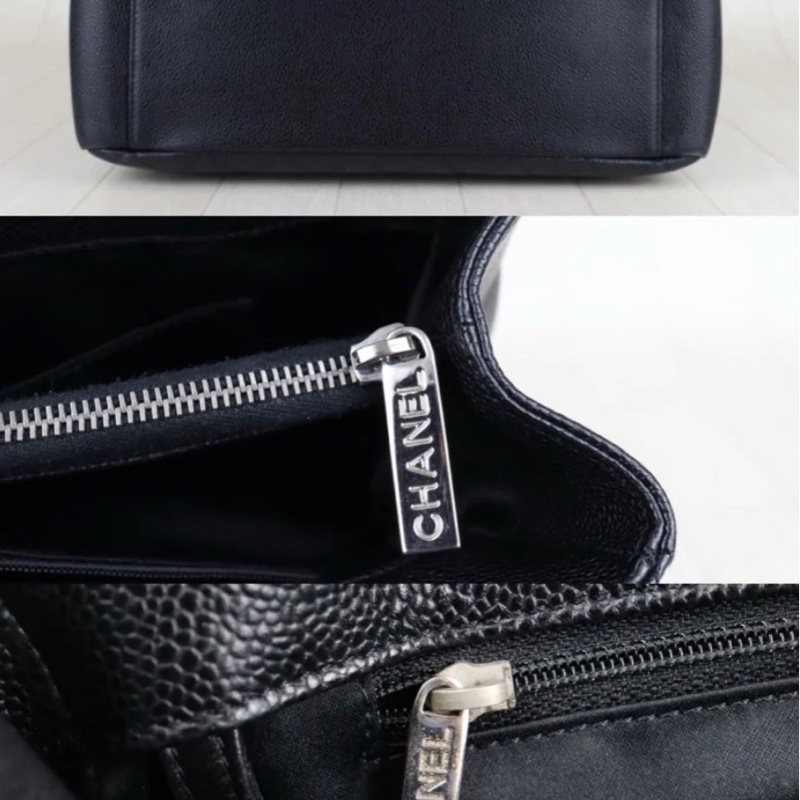 「JL精品代購」香奈兒黑銀荔枝牛皮GST托特包-7