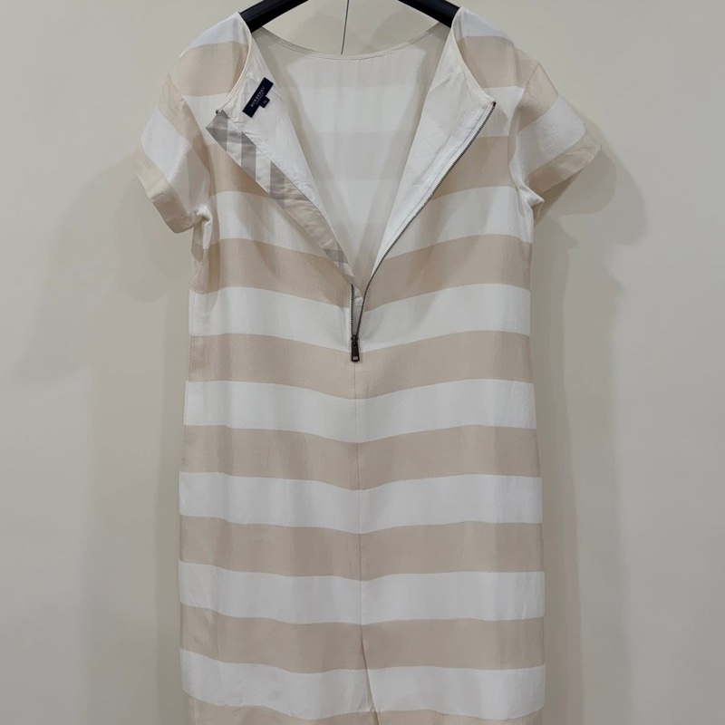 BURBERRY 倫敦 橫條拉鏈格紋洋裝-2