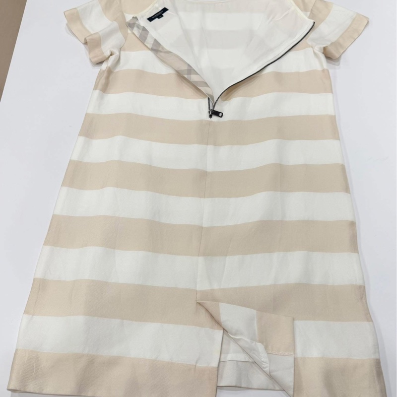 BURBERRY 倫敦 橫條拉鏈格紋洋裝-7