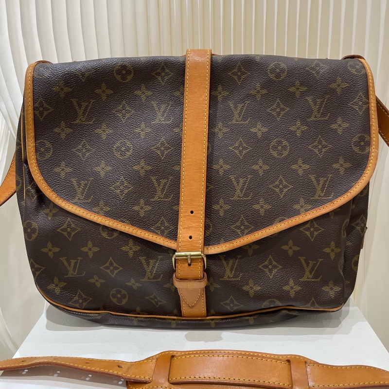 Lv/路易威登 經典Logo印花郵差包斜挎單肩包 男款 33*25*25-1