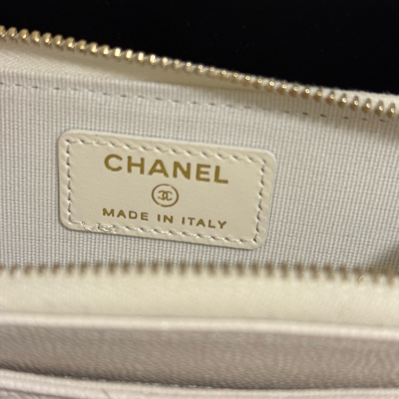 Chanel 經典藍灰拉鏈卡夾零錢包-4