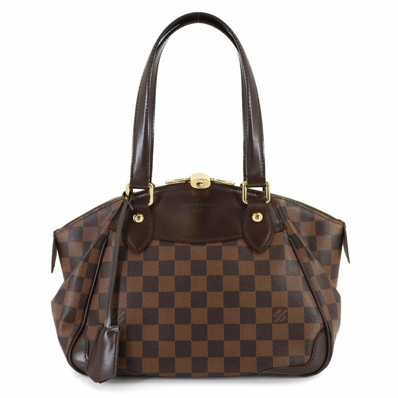 Louis Vuitton Damier Verona 小號手提包，Ebene 棕色，N41117，金色五金配件。-0