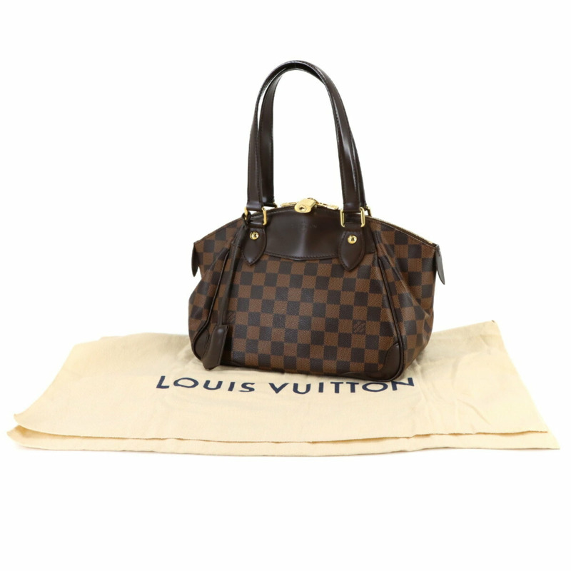 Louis Vuitton Damier Verona 小號手提包，Ebene 棕色，N41117，金色五金配件。-1