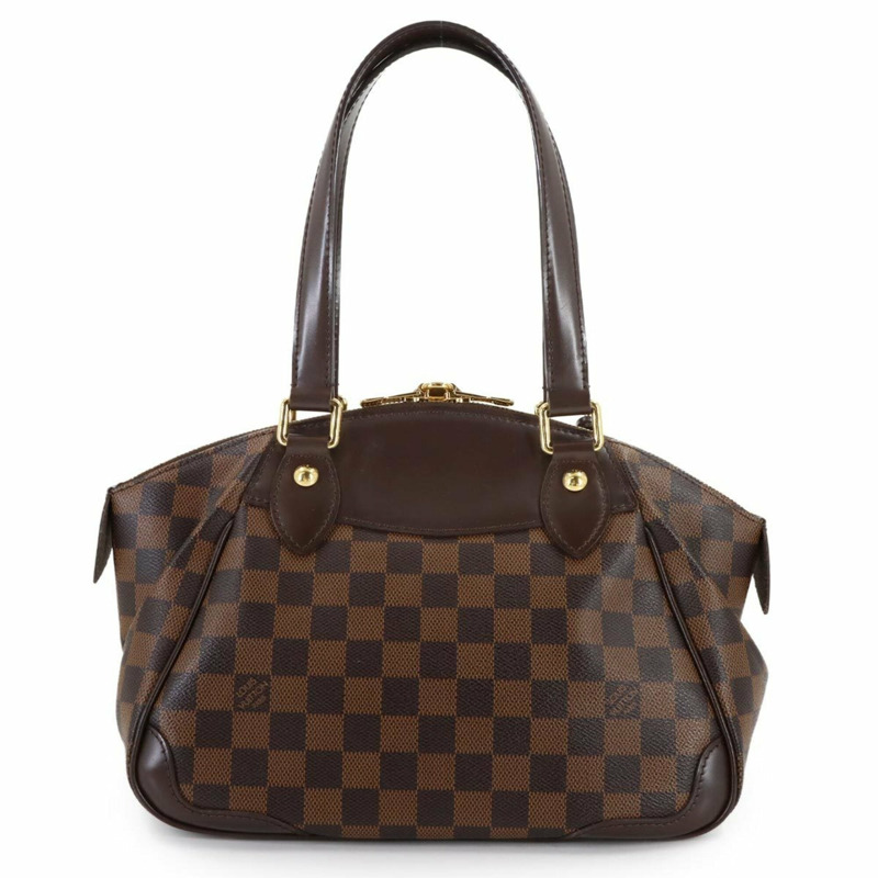 Louis Vuitton Damier Verona 小號手提包，Ebene 棕色，N41117，金色五金配件。-2