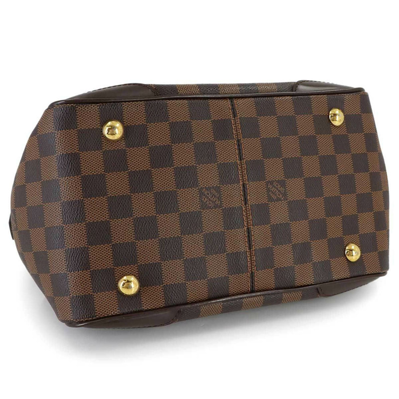 Louis Vuitton Damier Verona 小號手提包，Ebene 棕色，N41117，金色五金配件。-4