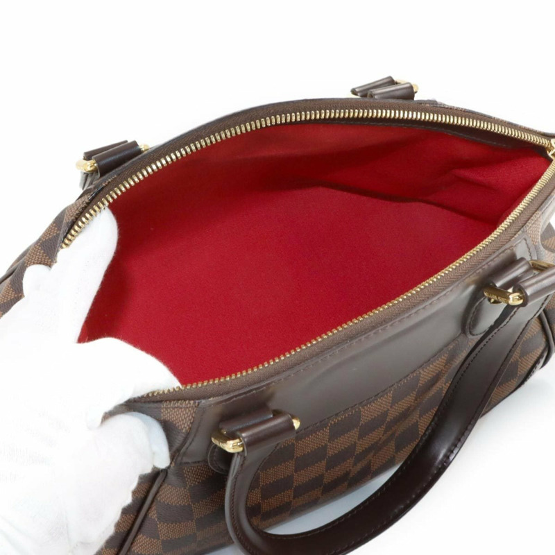 Louis Vuitton Damier Verona 小號手提包，Ebene 棕色，N41117，金色五金配件。-6