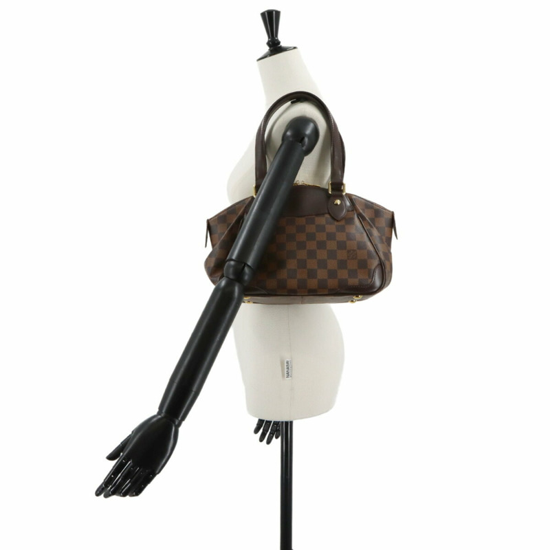 Louis Vuitton Damier Verona 小號手提包，Ebene 棕色，N41117，金色五金配件。-9