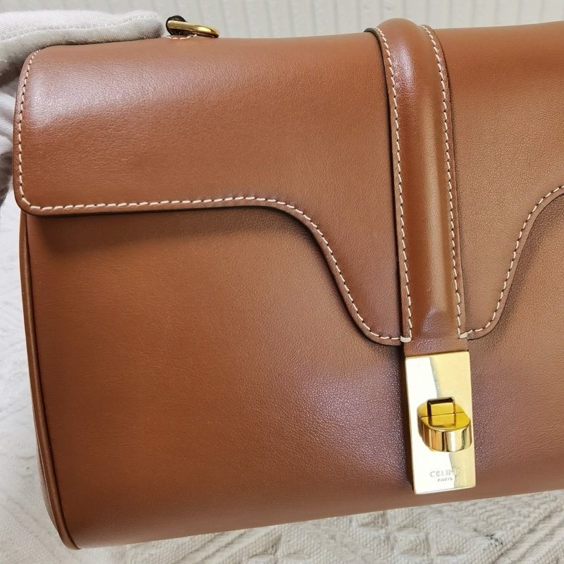 Celine賽琳teen soft 16單肩包斜挎包 牛皮 焦糖色 尺寸:23*16*5 配件:塵袋 肩帶-6