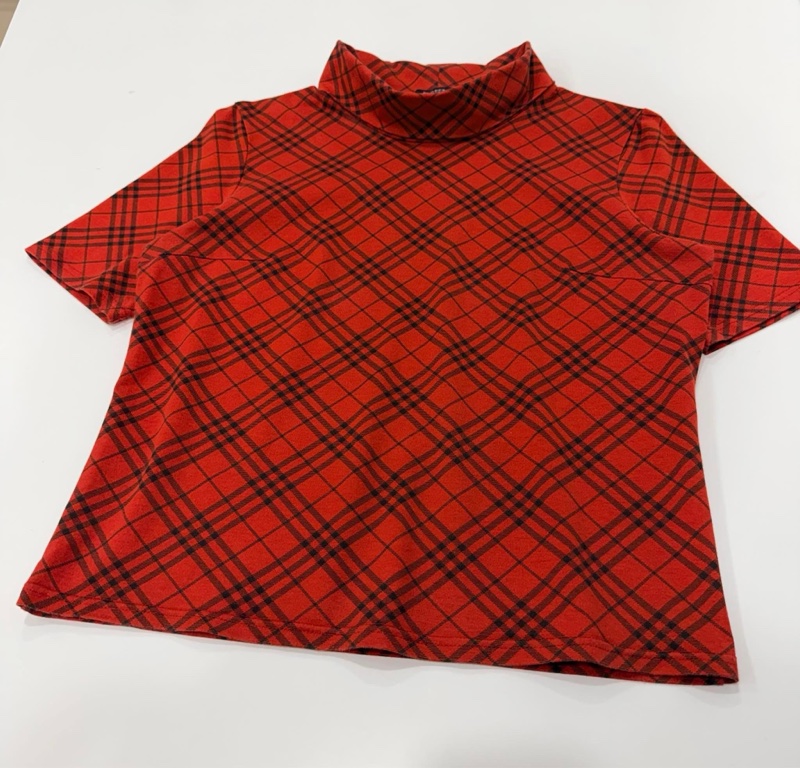 BURBERRY 倫敦 翻領紅格紋彈性上衣-7
