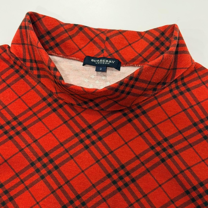 BURBERRY 倫敦 翻領紅格紋彈性上衣-8