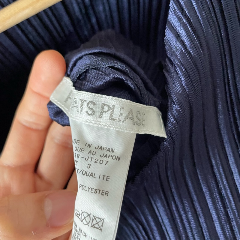 ▪️富貴選物FUGUEI▪️PP 三宅一生 深藍色 緞面光澤長袖短洋裝 連衣裙-14